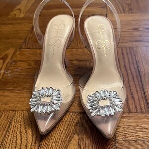 Jessica Simpson Clear Heels with Crystal Accent - Forleigh